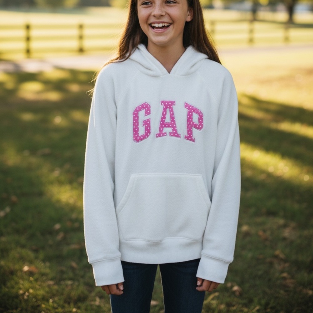 Girls GAP kids Hoodie sweatshirt with Pink Logo and kangaroo pocket
